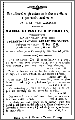 bidprent Maria Elisabeth Perquin